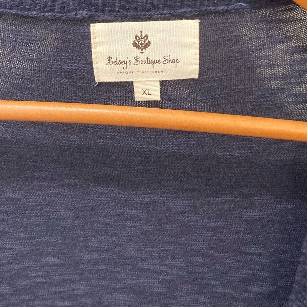 Boutique navy/white stripe open, long line duster/cardigan. Never worn. Size XL. - Picture 3 of 3